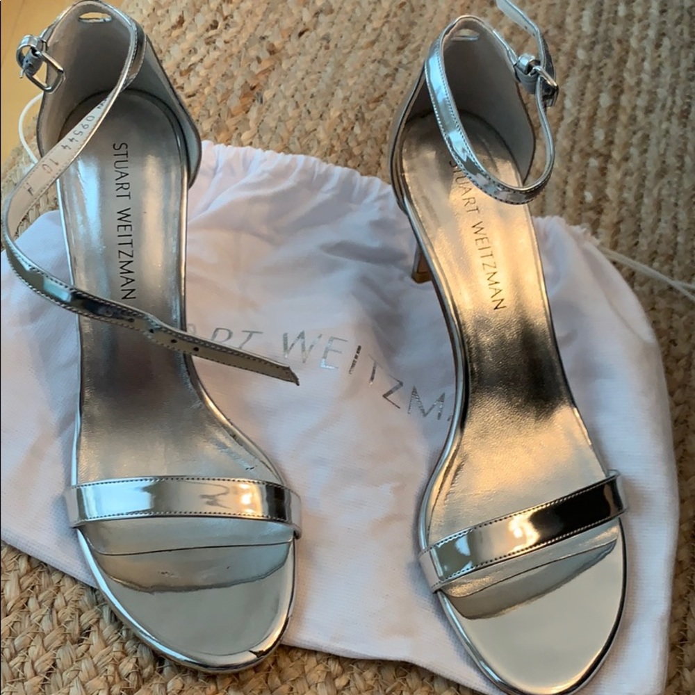 Silver Stuart Weitzman strapping sandals